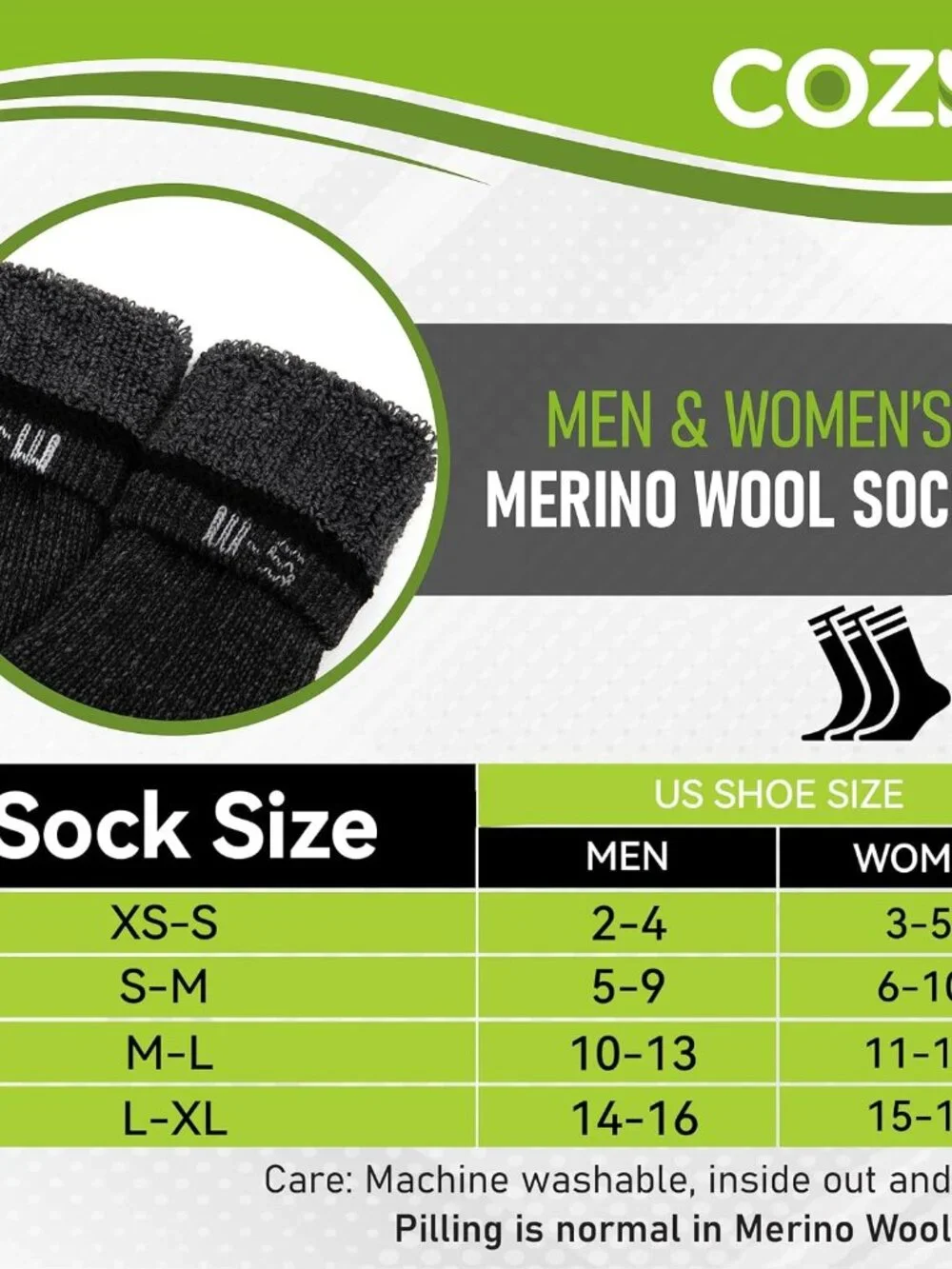 Merino Wool Socks for Men & Women Casual Warm Winter Cozy Thermal Socks